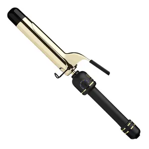 HOT TOOLS New and Improved 24K Gold Professional 1.25" Extended Barrel Curling Iron with Clamp for Tousled Curls | 24K Gold Technology for Long-Lasting Results & Longer Barrel for Easy Styling