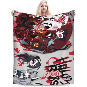 Helluva Song Dance Boss Throw Blanket Fleece Blanket Warm Sofa Blankets Twin Size Blankets for All Season Cool Blankets for Chair Lightweight Outdoor Blankets for Picnic 50x60", Black