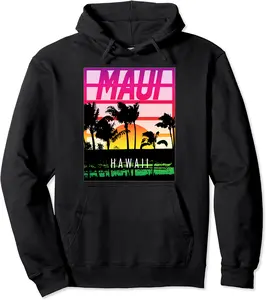 Hawaii Beach Palm Trees Tropical Vintage Ocean Surf Maui Sea Pullover Hoodie - Ericaunderwo Shop 44B0B4BQ5TNZ