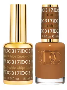DND Brown Collection Gel Polish & Air Dry Nail Lacquer Duo, Cookie Chips 317 Chip-Free Matching Set, 0.6 Fl Oz Each, UV/LED Cured