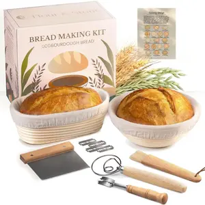 Sourdough Bread Making Kit - For Beginner Bakers Or Anyone Upgrading Tools  Supplies. Homemade Artisan Baking  Set Includes Banneton Proofing Baskets  Quick Start Guide,