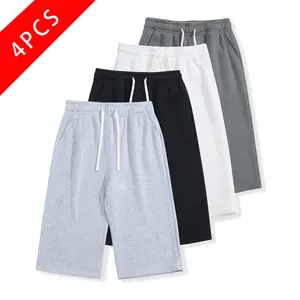 Pack of 4 men’s summer casual athletic shorts, three-quarter length, loose straight fit, comfortable and breathable