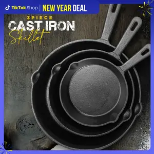 【New Year Deal】Utopia Kitchen 3-Piece Black Cast Iron Skillet Set - Pre-Seasoned Frying Pans 6", 8", 10" - Oven, Stove, Grill, Campfire Safe - Easy to Use Cookware 【New Year Deal】Utopia Kitchen 3-Piece Black Cast Iron Skillet Set - Pre-Seasoned Frying Pans 6", 8", 10" - Oven, Stove, Grill, Campfire Safe - Easy to Use Cookware