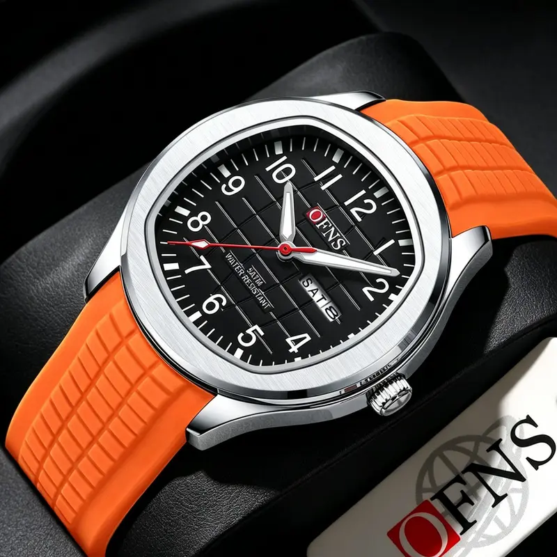 OFNS Water-Resistant Quartz Wristwatch with Dual Calendar, Fashion Casual Analog Wristwatches for Men & Women