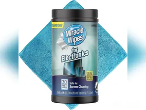 Miraclewipes for Electronics Cleaning - Screen Wipes Designed for TV, Phones, Monitors and More - Includes Microfiber Towel - (30 Count)