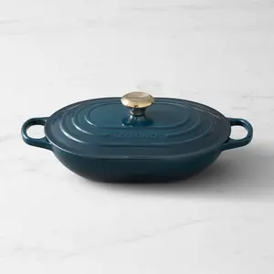 Le Creuset Signature Oval Enameled Cast Iron Casserole with Lid, 3.75 Quart, Agave