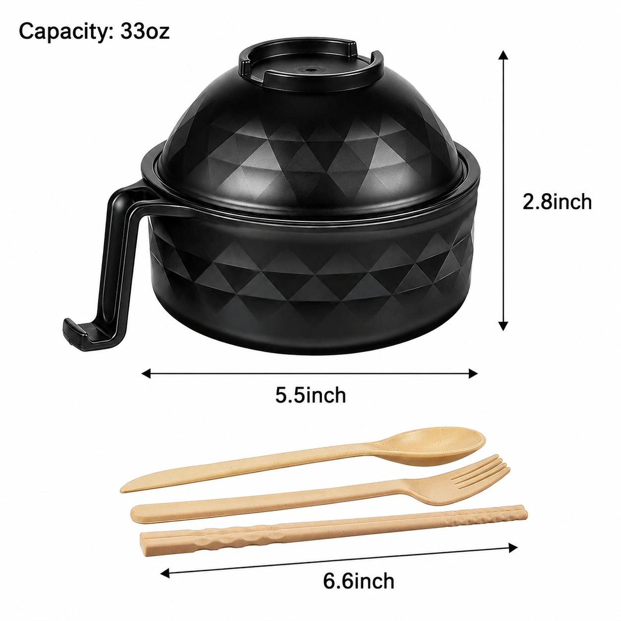 MIUVA Microwave Ramen Bowl Set with Handle, Spoon, Fork, Chopsticks, 6 Sets, Safe & Easy Use, Versatile for Noodles, Soups, Cereals, Ideal for Dorms & Home, Christmas Gift, Spring Kitchen Gadgets
