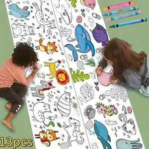 Coloring Doodle Book with 12pcs Random Color Crayon, 1 Count Creative DIY Painting Book, Painting Supplies for Home School Office