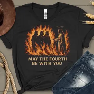 May the Fourth Be With You Graphic Faith Base Everyday Style T-shirt