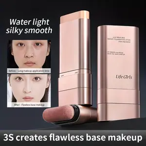 MAGIGIRL Foundation Stick, Dual End Makeup Stick, Foundation with Brush, Cream Foundation, Hydrating Makeup, Waterproof Foundation, Long Lasting Makeup, Smudge Proof, Natural Glow, Flawless Base, Easy Blend, Rotating Stick, Travel Makeup Essential