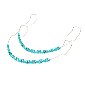 1 Pair Fake Teeth Braces, Colorful Metal Bracket with Metal Wire, Temporary Orthodontic Style, Adult Teeth Decoration Accessories