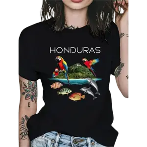 Women's Basic Short-Sleeve Breathable Fabric Casual T-Shirt, Honduras Island Life Graphic Design