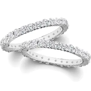 2ct Matching Diamond Eternity Wedding 14K Ring Set