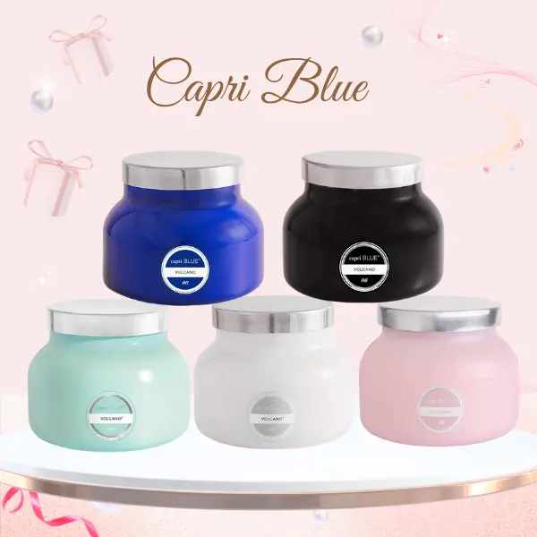 Volcano & Aloha Orchid by Capri Blue – Premium 19 oz Scented Candles | Long-Lasting Soy Wax | Aromatherapy Glass Jar Candles for Gifting or Home Use | Colors: Aqua, Pink, White, Black, Blue
