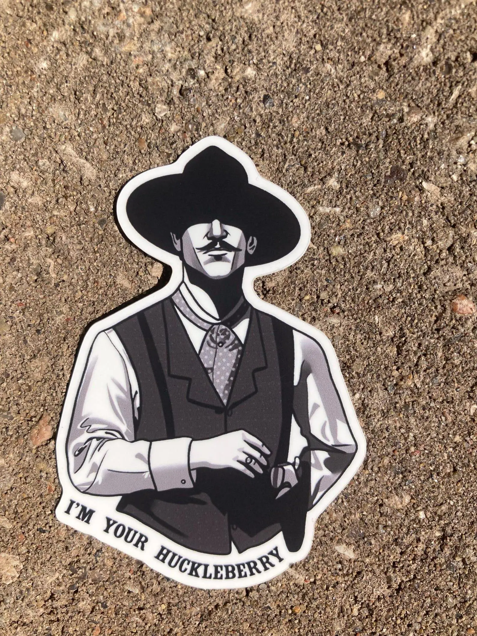 Doc Holliday Kiss -Cut Vinyl Matte Finish Sticker, Movie Character Quote "I'm Your Huckleberry"