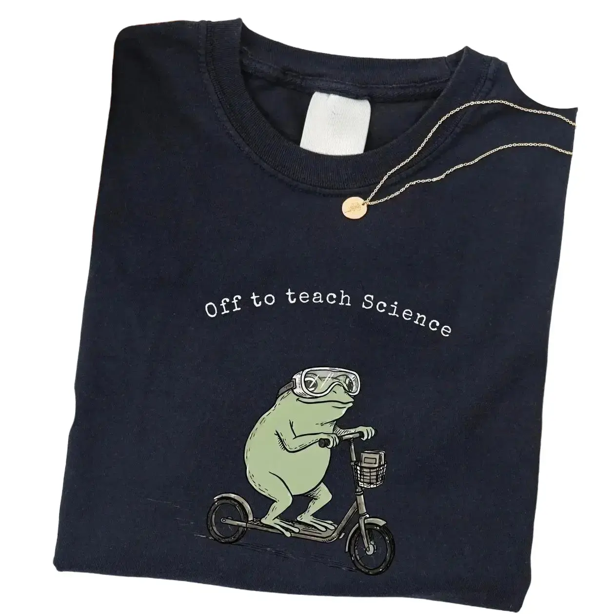 Science Teacher T-Shirt, Funny Frog Off to Teach Science Graphic Tee, Back to School Teacher Shirt, Classroom Science Apparel, Teacher Appreciation Gift for Women