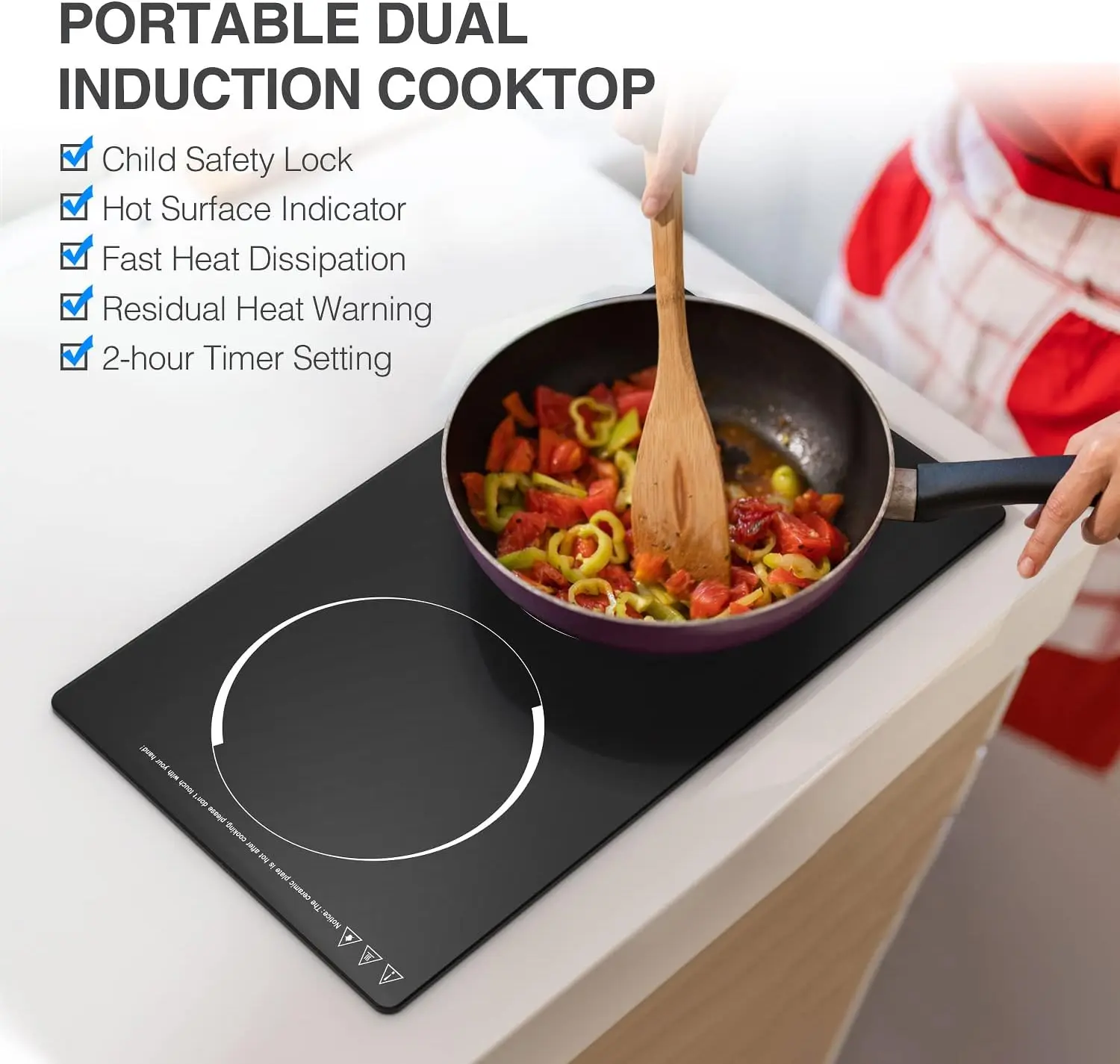 Double Induction Cooktop 2 Burner 110v-120v, Hot Plate Electric Stove Countertop and Built-in, 9 Power Levels, Child Lock, 120 Mins Timer