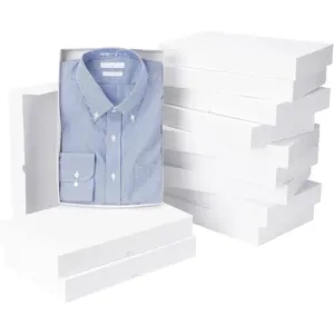 12 Pack Medium White Cardboard  Boxes with  for Presents,  Boxes for Clothes, Shirt Boxes, 14.25x9.5x2 Inches