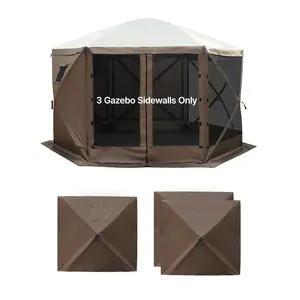 Canopy Sidewalls Set 5.67 x 4.85 Feet For Outdoor Event Tents, Waterproof And UV Sunlight Protection Layer, One-Sided Window Design, Weather Resistant For Vendor Booths, Includes 3 Brown Sidewalls