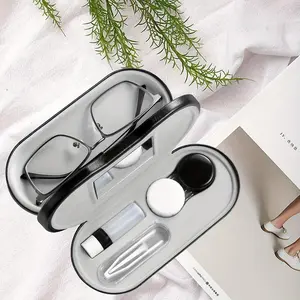 2025  Leather Double Eyeglass Case, Functional Dual-use Eyeglass Case with Mirror,  for Travel, Home, and Storage!