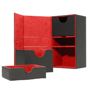 Lightweight Magnetic Card and Dice Organiser - Red Interior Sideloader 200 - Durable Double Deck Box with Dice Tray