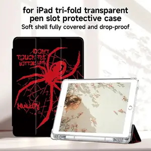 For Ipad Tri-Fold Transparent Pen Slot Protective Case Soft Shell Fully Covered And Drop-Proof.Tri-Fold Case for iPad 10.2, Pro 11, for iPad 10th Gen, for iPad 7/8/9th Gen, for iPad Air 4/5/6, for iPad 9.7" - Ultra-Thin Soft Back Shell with Pen Holder,