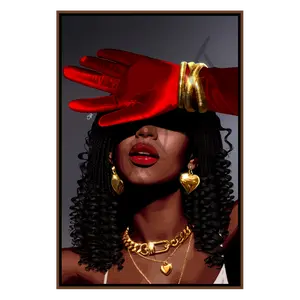 Crimson Muse - Smard Black Wall Art Print/ Canvas for Home /Office Decor