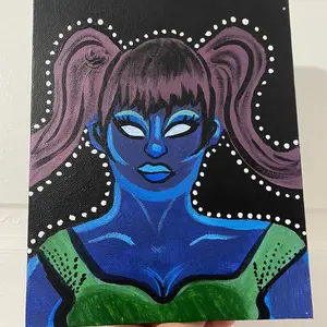 “Moody blue babe” acrylic painting