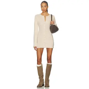 SNDYS August Fluffy Mini Dress in Oat