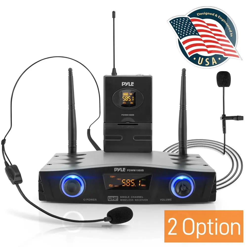 UHF Wireless Microphone System - Pro Audio, USB-Powered, Compact Design, Headset Compatible, Noise Reduction, Receiver Included, Cable & Connector Accessories