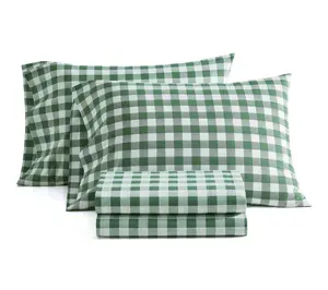 Martha Stewart Madison Gingham Green Cotton Full Sheet Set