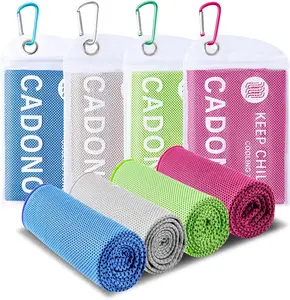 CADONO 4 Pack Cooling Towel (40"X12"), Soft Breathable Chilly Towel, Ice Towel, Microfiber Towel for Yoga, Sport, Running, Workout,Gym, Camping, Fitness, Workout & More Activities(Multicolor)
