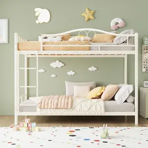 GAOMON Bunk Bed Twin Over Twin with Ladder & Full Safety Guardrail, Heavy Duty Metal Twin Over Twin Bunk Bed 400 Lbs Load Capacity, Space-Saving, Noise Free, No Box Spring Needed, Easy Assembly, C