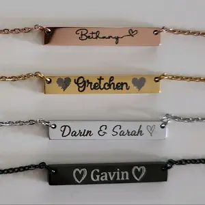 Custom Engraved Personalized Pendant Necklace with Custom text or Handwriting from photo plain finish or finish with Birthstone