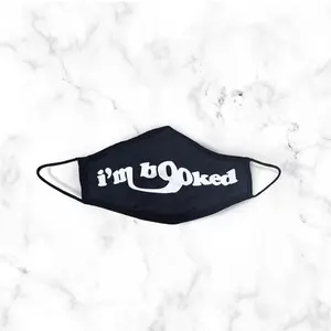 I'm Booked Face Mask - Black Cloth Mask with "I'm Booked" Text, Reusable and Washable