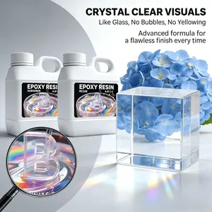32oz/1000ML Crystal Epoxy Resin Kit, Ultra Transparent High Hardness Resin, Ideal for Jewelry Making, Art Creation, River Table, Model Building