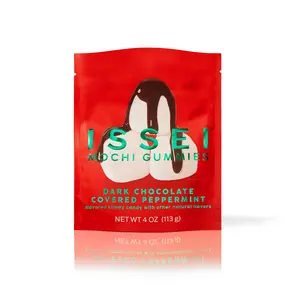 ISSEI Dark Chocolate Covered Peppermint Mochi Gummies 4 oz Pouch - Rich Chocolate & Chewy Mochi Candy - Limited Time Seasonal Treat - Bonbon
