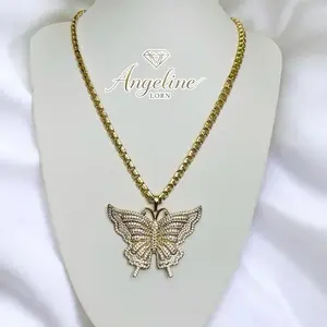 Cadena Mariposa size 18 inch Laminado 14k con Capas Oro Real Alta Calidad Uso Diario