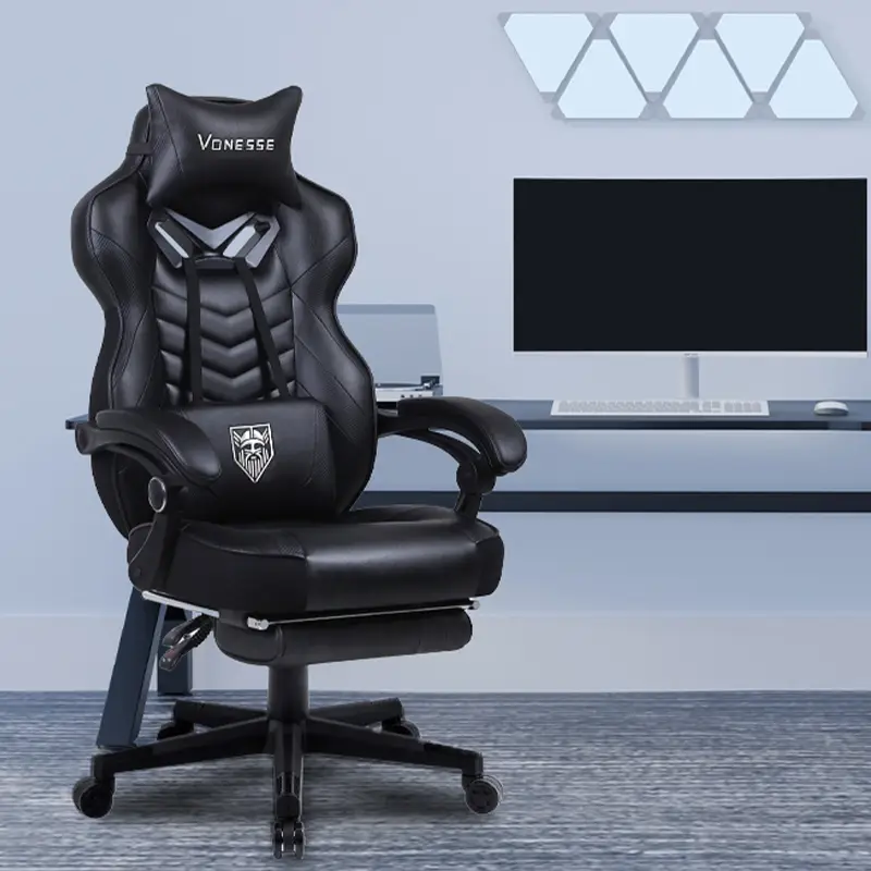 Gaming Chairs for Adults Black Recliner Computer Chair with Footrest Ergonomic PC Gaming Chair with Massage High Back Chair for Gaming Big and Tall Ga