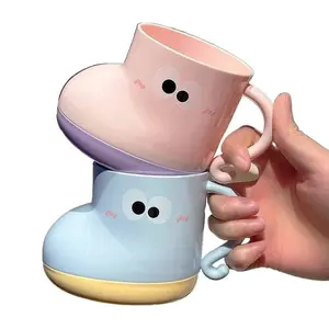 Cute Cartoon Mouthwash Cup for Home Dormitory Couple Student Tooth Mug with Storage Rack Bathroom Organizer Decoration Gift High-Value Washing Cup