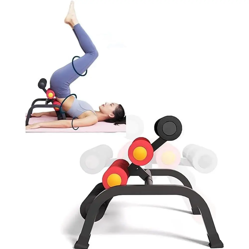 Back Pain Relief Home Gym Equipment, Mini Inversion Table with Rollers, Back Extension Machine 297LBS Capacity Easy to Assemble