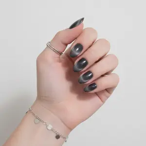 TiTinails |   Cat Eye Nails Collection |   Black Silver Cat Eye Press On Nails |   Almond Shape Press On Nails |   Magnetic Shimmer Nails |   Glossy Finish |   PMMA Material Press On Nails |   Handmade Press On Nails |   High Quality |   10 Pcs Reusable F