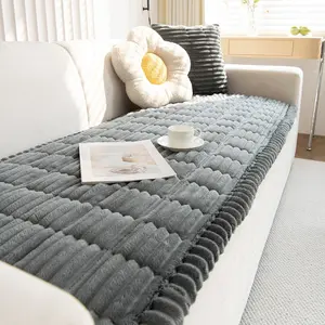 Plush Bubble Quilted Sofa Pad | Ultra-Soft Striped Cushion in Gray & Beige