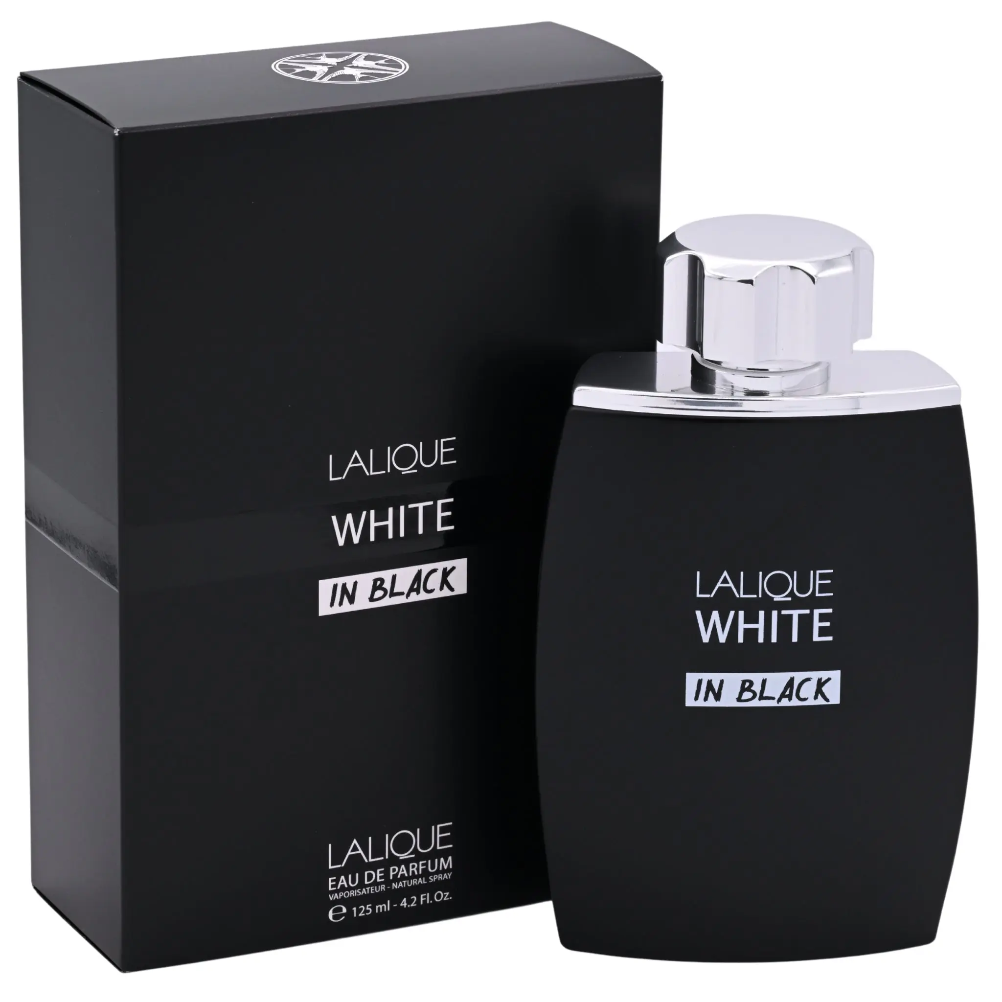 LALIQUE White In Black Men's Eau de Parfum (4.2 fl oz Single Boxed) - Luxury-Themed, Fragrant, Masculine, Ultra-Luxe Noir Bottle Fragrance with Top Notes: Bergamot, Citrus Blend, Cardamom, Elemi Resin, Luxury-Themed Men's Fragrance, Bottle Men's Fragrance