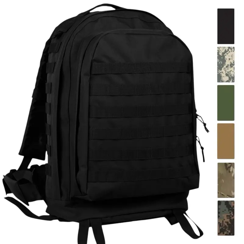 ROTHCO 3-Day Military Assault Backpack, MOLLE II Nylon Pack for Adults with Padded Straps and External Zip Pouch, Tactical Accessories, Quick Release, Hydration, Synthetic, Adjustable Strap, Outdoor, Yes, Black 40139, Acu Digital Camo 40129, Polyester/Nyl