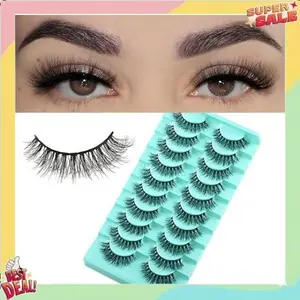 Natural Lashes Wispy Eyelashes Fluffy Mink Lashes Naturl Look Small Strip Eyelash 10 Pairs Short Lashes Pack Lightweight Cat Eye Lash Strips Set (Fluttery Lash | 10-17mm)