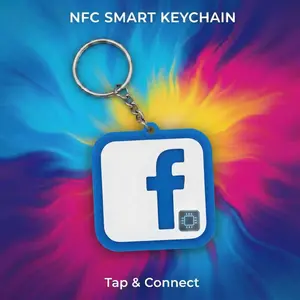 Facebook NFC keychain - - Smart Tap Keychain for Phone Sharing & Quick Links - Tap-to-Share Technology - Works with iPhone & Android - Rewritable NFC Chip - Compact Design - Perfect for Digital Business Cards & Social Media Sharing