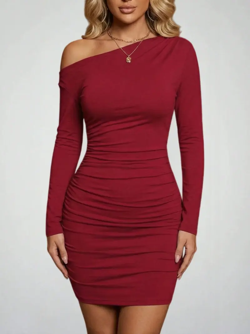 one shoulder long sleeve dress - TikTok Shop one shoulder long sleeve dress - TikTok Shop
