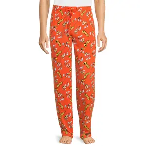 Men's Chester Cheetos Orange Pajama Pants Soft Polyester Spandex Blend Elastic Waist All-Over Print Loungewear Nightwear Menswear Fabric