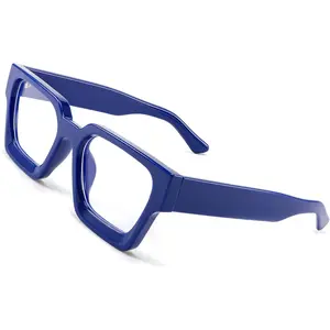 FEISEDY Blue Light Blocking Glasses Thick Computer Eyewear Retro 90s Square Frame B2383